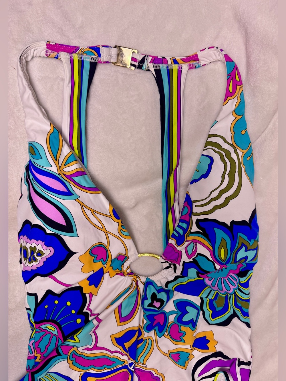 NWT Trina Turk Mandalay Floral Plunge One-Piece Swimsuit Luxury Statement Piece - Picture 10 of 12